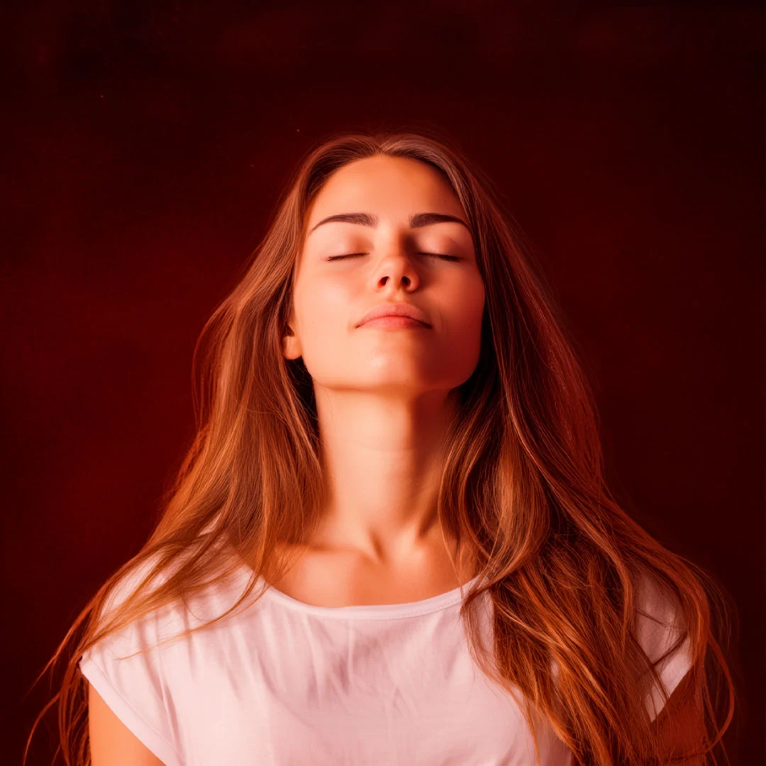 woman relaxed calm face stress relief natural supplement shilajit